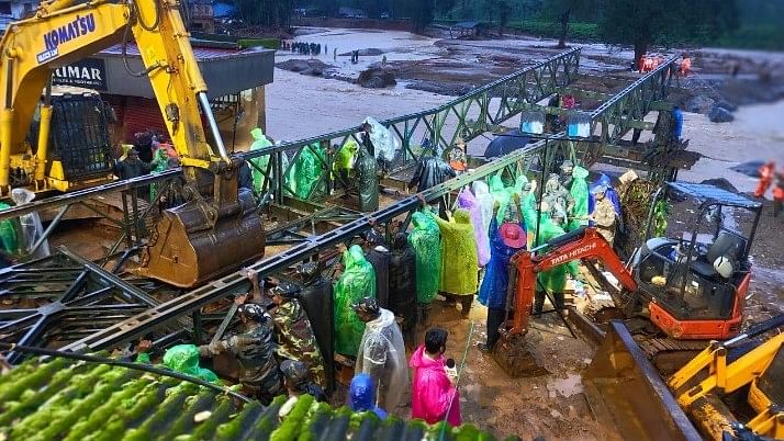 <div class="paragraphs"><p>Ream from the Madras Engineer Group, also known as the Madras Sappers, have constructed a Class 24 Bailey Bridge overnight to connect Chooralmala to Mundakkai.</p></div>